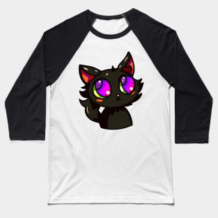 Black cat with purple eyes Baseball T-Shirt